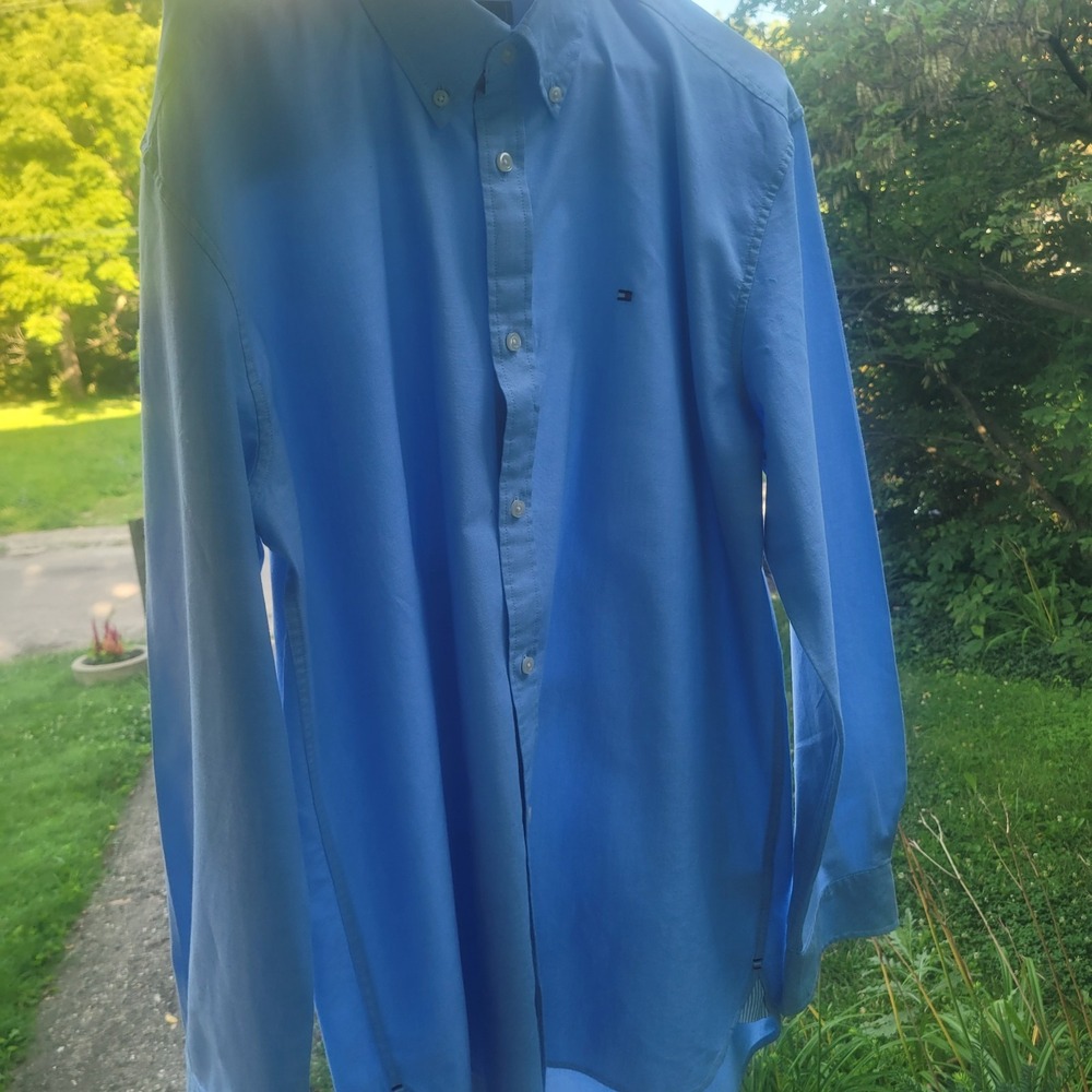 Tommy Hilfiger Original Oxford Shirt Men's XL Blue Solid Button-Down LS